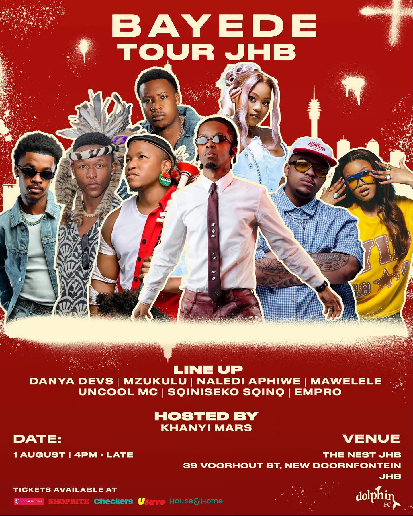 Bayede Tour JHB event poster featuring Sqiniseko SqinQ